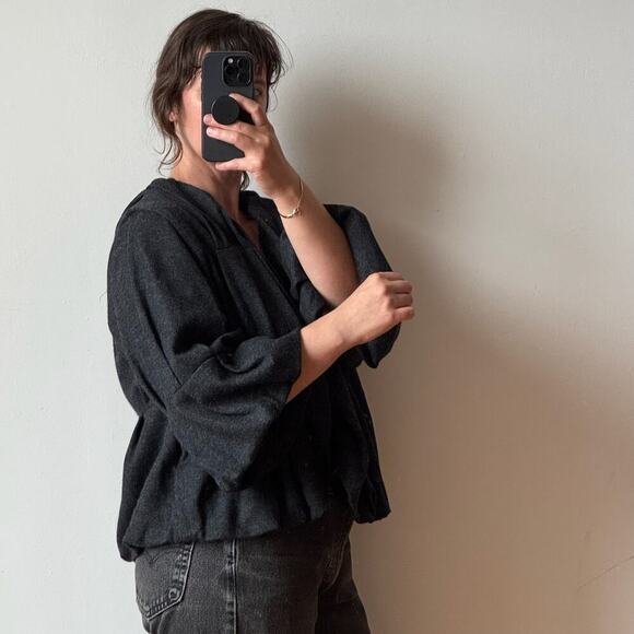 JARBO 100% Wool Ruffled Open Front Cardigan - Picture 3 of 11